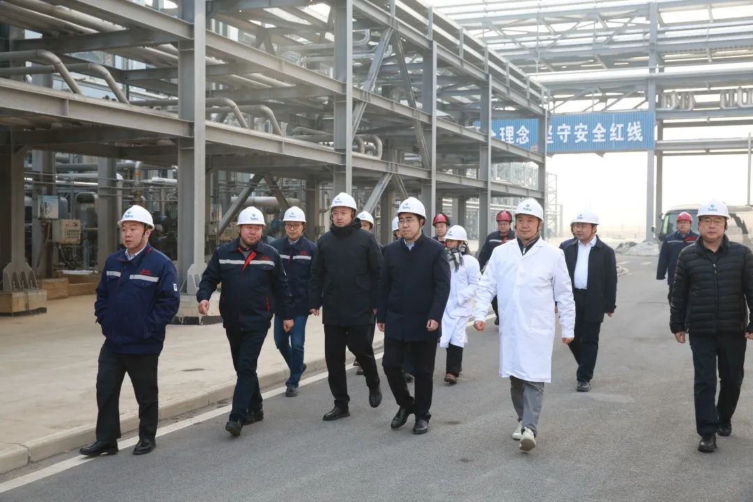 ผู้อำนวยการ Zhu shengyong ของคณะกรรมการจัดการของเขตพัฒนาเศรษฐกิจ dongying Port ไปที่ฐานการผลิตมณฑลซานตงของ Tetra เพื่อการวิจัย
